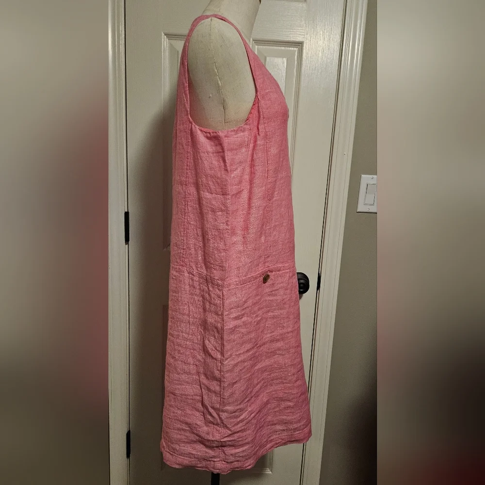 NWT J. McLaughlin Rue Dress: Linen/sleeveless: Color- Peony: Size-Large - Picture 4 of 14